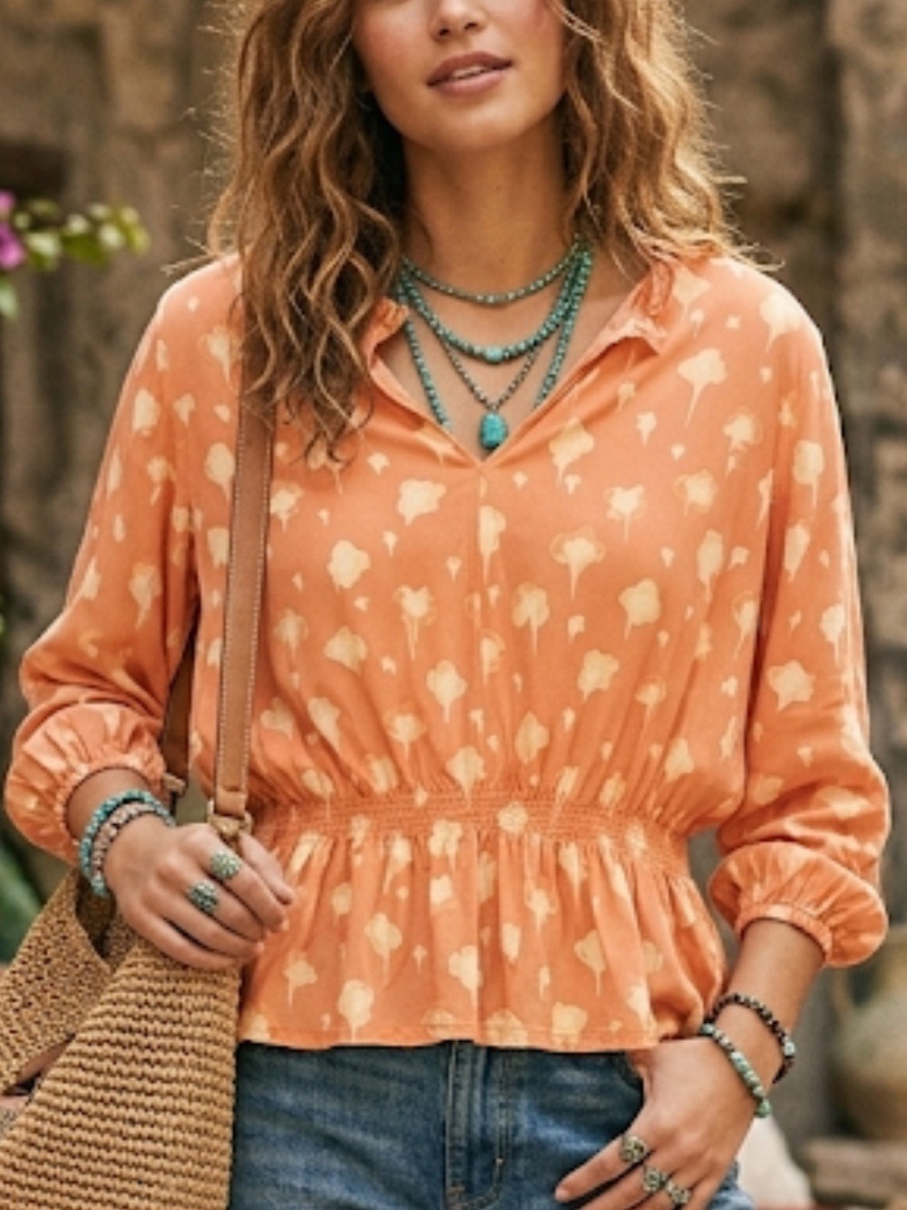 Simply Vera Wang Peach & White Blouse – Size XXL -